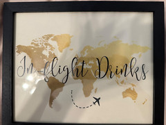 Set of 5 Travel-Themed Wedding Signs – 8×10 Black Wood Frames – Black & Gold