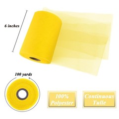 Empire Yellow Tulle Fabric Roll 6”by 100 Yards (300 ft) Soft Tulle Spool f