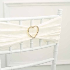 Gold 2 in Heart Metal Chair Sash PIN BUCKLE Rhinestones Party Events Decorations