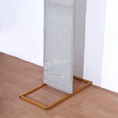 8ft SILVER Shimmer Fitted Spandex Open Arch Double Sided Backdrop STAND COVER