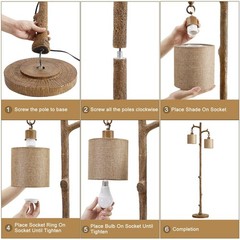Rustic Floor Lamp for Living Room – Newly Upgraded Heavy-Duty Resin Base Farm…