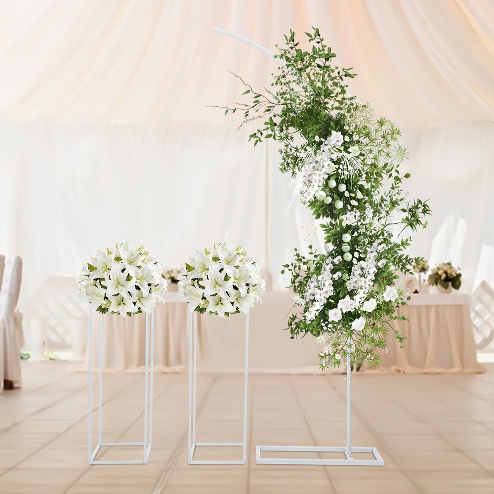 Arch Ballon Stand Backdrop Stand for Parties Wedding Flower Stand+2*Flower Stand