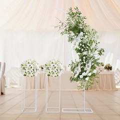 Arch Ballon Stand Backdrop Stand for Parties Wedding Flower Stand+2*Flower Stand