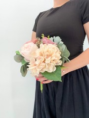Blush Pink Rose Bridal Bouquet, Dusty Rose Wedding Flowers, Silk Flower Bouquet