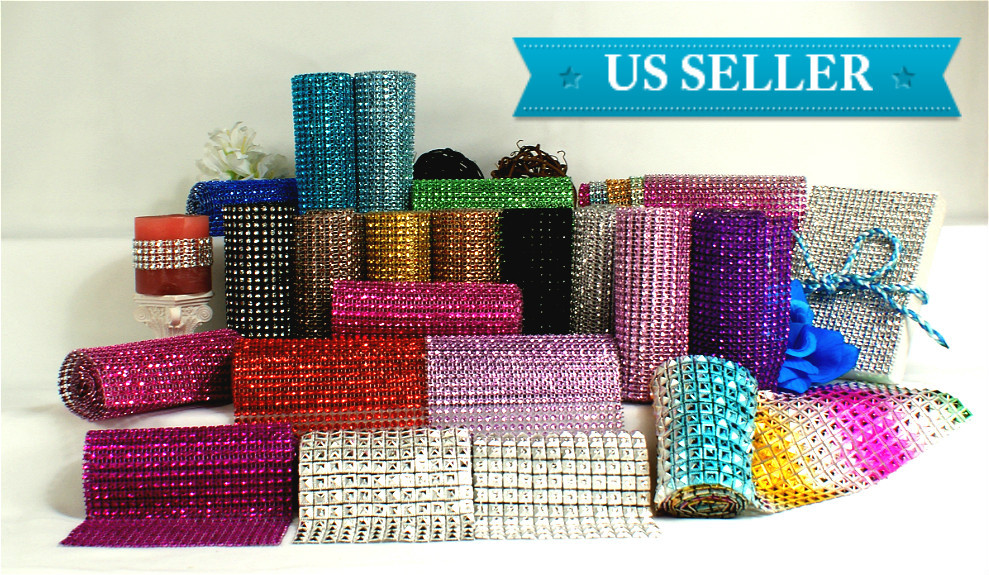 5″ 1-10 Yards Diamond Mesh Wrap Roll Crystal Rhinestone Sparkle Bling Ribbon