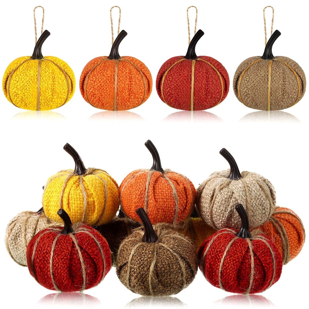 Kajaia 16 Pcs Mini Thanksgiving Fall Pumpkin Hanging Ornament for Tree 2.05 I…