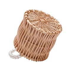 8Pcs Handmade Wicker Flower Baskets Natural Wood Color For Wedding Party Decor