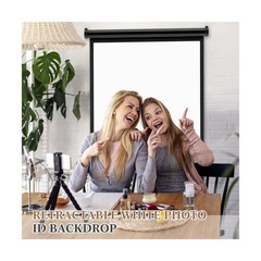 Retractable White Backdrop Screen 36.2″ x 55″ ID Photo Portable Background Ro…