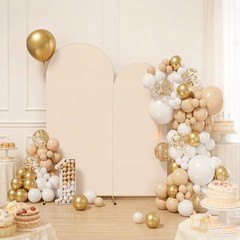 Arch Backdrop Cover Set of 2(7.2FT+6FT), Spandex Fitted Arch 7.2+6 FT Beige