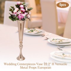 6 Pcs Wedding Centerpieces Vase European Vase Versatile Metal Props 22.2″ Height