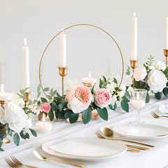 OurWarm 12Pcs 12 Inch Floral Hoop Centerpiece with Stand for Table, Metal Cen…