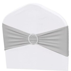Pack Spandex Chair Sashes Bows Stretch Chair Bands with Buckles 50 Silver Grey