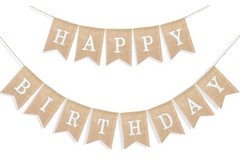 Uniwish Happy Birthday Burlap Banner Neutral Happy Birthday Party Decorations…