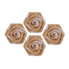 DECORA 12 Pieces Burlap Rose Flowers for Wedding Decoration DIY Craft