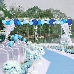 Blue Paper Lanterns 12 Pcs Assorted size of 6″ 8″ 10″ 12″ Chinese Round