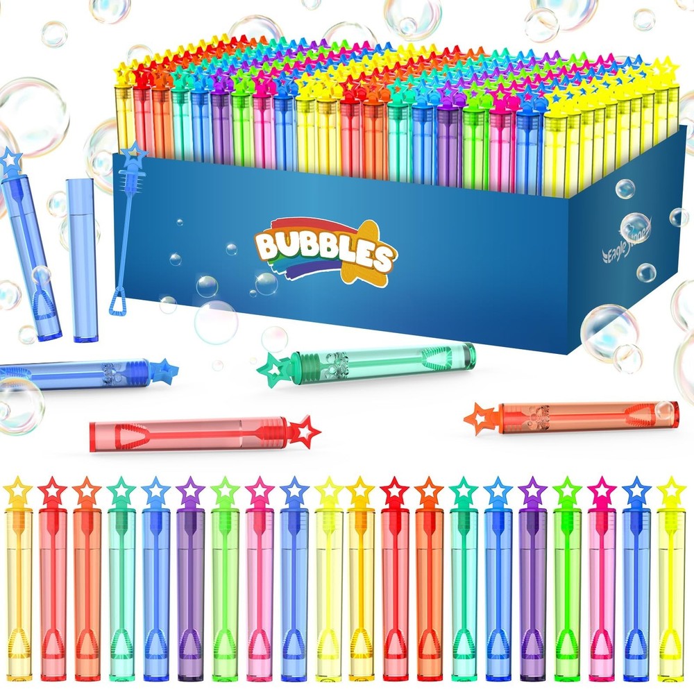 EagleStone 200 PCS Mini Bubble Wands in 10 Colors, Bulk Party Favors for Kids…