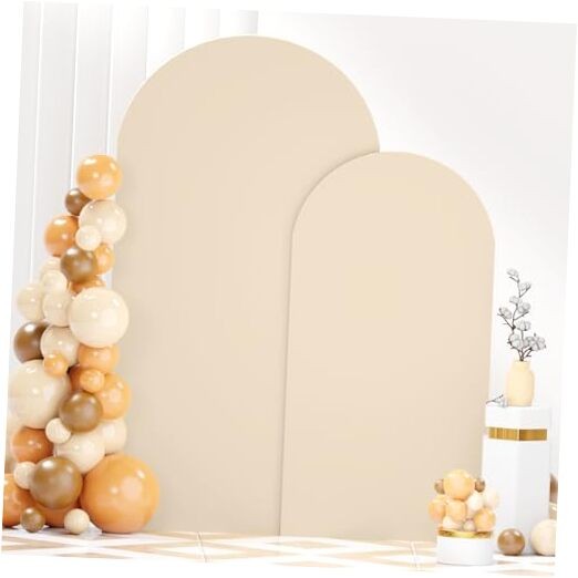 Spandex Arch Cover Set of 2 Arch Covers Stretchy Backdrop 6FT, 7.2FT Beige