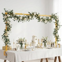 7.2FT Metal Wedding Arch Backdrop Stand for Wedding Ceremony Birthday Party Gold