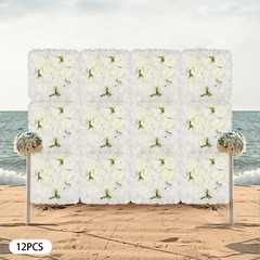 3D Flower Wall Panel-12pcs Artificial Flower Wall Background Silk Rose Wedding