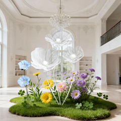 67-Inch White Tulle Poppy Flowers for Weddings, Parties, and Displays