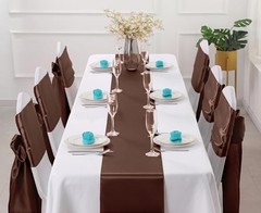 Pack Satin Table Runner x 108 Inch, Smooth Table Runners for Wedding 12 Brown