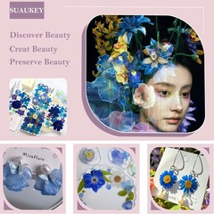 95 Pcs Blue Pred Dried Flowers for Resin, Real Natural Bulk Dry