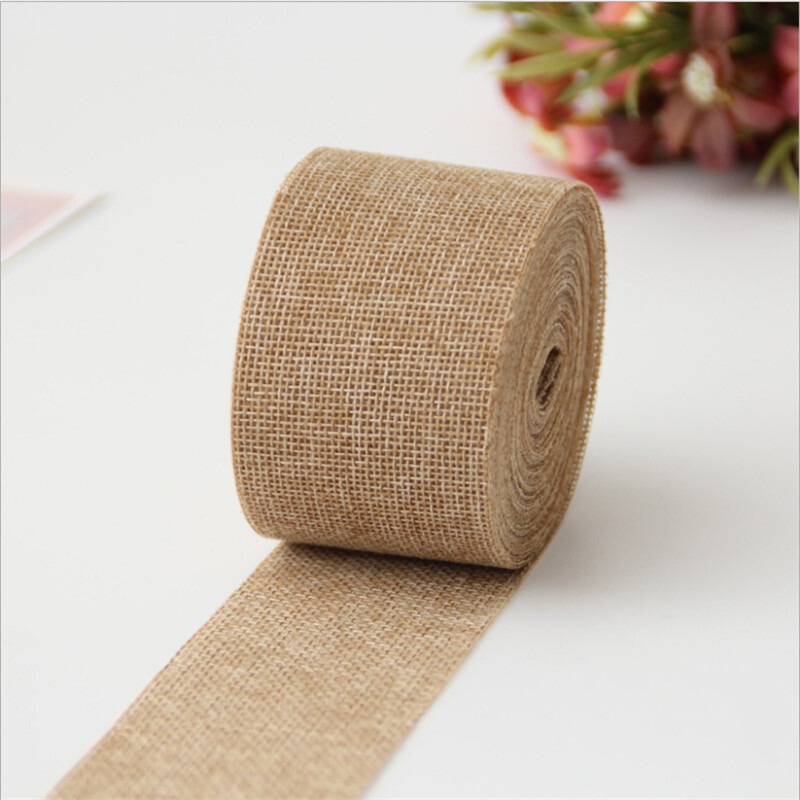 10 Meters Natural Burlap Jute Hessian Ribbon Roll Garland Wedding Decor 5cm Wide