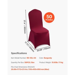 Uimoso 50PCS Burgundy Stretch Spandex Chair Covers for Events and Parties