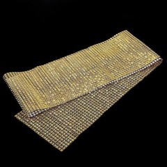 Wedding party Home Decor Rhinestone Crystal Diamond Mesh Wrap DIY Gold