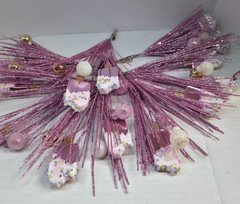 Pink Glitter Christmas Tree Picks Ice Cream Bars & Ornaments Alligator Clips