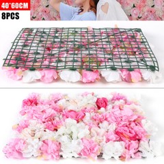 8× Rose Flower Wall Panels Artificial Silk Wedding Supply Decor Party Floral NEW