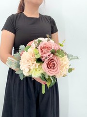 Blush Pink Rose Bridal Bouquet, Dusty Rose Wedding Flowers, Silk Flower Bouquet