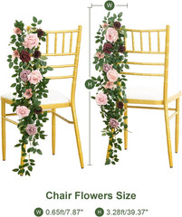 Burgundy & Beige Faux Rose Pew Flowers for Wedding Chair Decorations – 4 Pcs
