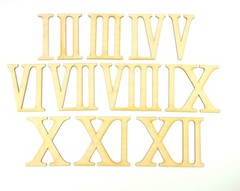 Roman numerals 1 to 12 wooden for a wall clock 12cm high for crafts