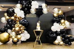182pcs Black and Gold Balloons Garland Arch Kit, 5 10 12 18 inch Black White …