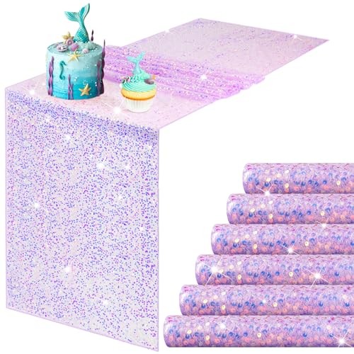 Pcs Iridescent Sequin Table Runner 12 x 72 Inch Mermaid Table Runner 6 Purple
