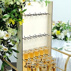 3-Tier GOLD Rectangular Wooden Champagne GLASS HOLDER Stand Party Decorations