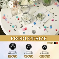 200 Pcs Pearl Bead for Vase Filler, 20/14/10mm Floating Beads(Black Light Red)