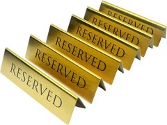 Golden Metal Table Top Reserved Sign for Restaurants, Wedding, Ceremony Events