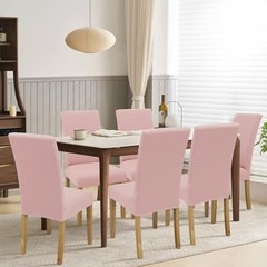 Stretch Chair Covers Set of for Dining Room Pack Washable Kitchen 4 Light Pink
