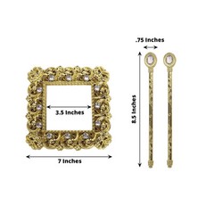 GOLD 2 Square 7″ Baroque Design Plastic CURTAIN TIE Backs Acrylic Crystals Party