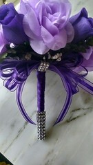 BOUQUET TOSS OR BRIDESMAID LAVENDER WHITE & PURPLE WITH BLING RUSH AVAILABLE