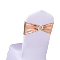 100PCS Stretch Wedding rose gold Chair sashes with Buckle Slider Sashes Bow D…
