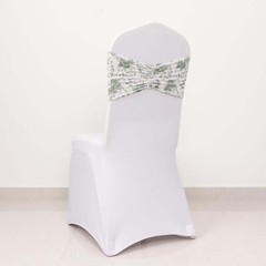 5 Dusty Sage Floral Spandex Ruffled CHAIR SASHES Wedding Party Home Decorations