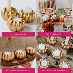 Gold Pumpkin Tealight/Candlestick Holder Wedding Reception Decor Favors 6