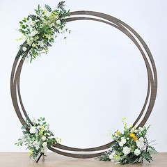 8 ft Brown Round Natural Wood Wedding Arch Backdrop Stand Party Event Decoration