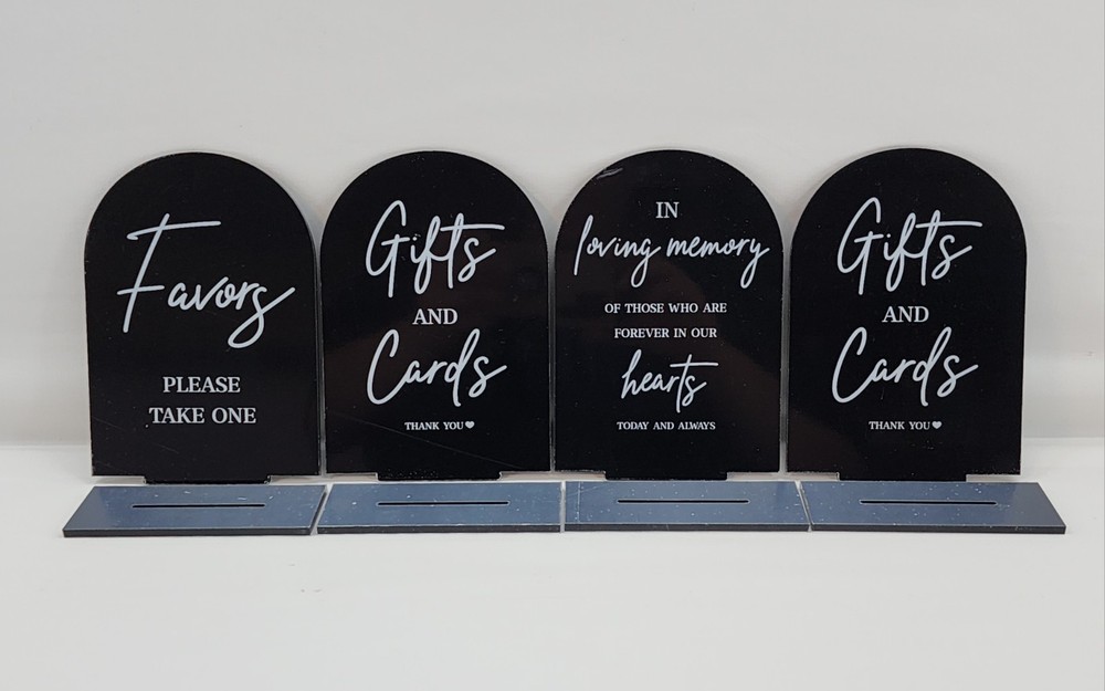 Black Arch Wedding Signs Ceremony and Reception Sign with Stand