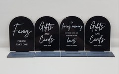 Black Arch Wedding Signs Ceremony and Reception Sign with Stand