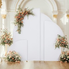 5FT Wedding Arch Cover Backdrop Stands 2-Sided Fabric Half Moon Shape
