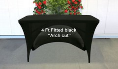 4 ft 4-way stretch Rectangular spandex Fitted Tablecloth Table cover black ARCH